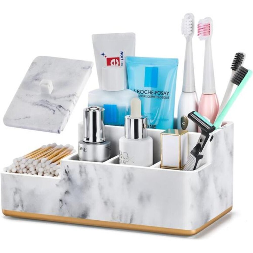 Toothbrush Holder, Aimou Bathroom Organizer Countertop, Bathroom Counter Storage
